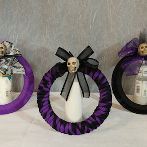 Black and purple gothic skull mini wreath trio