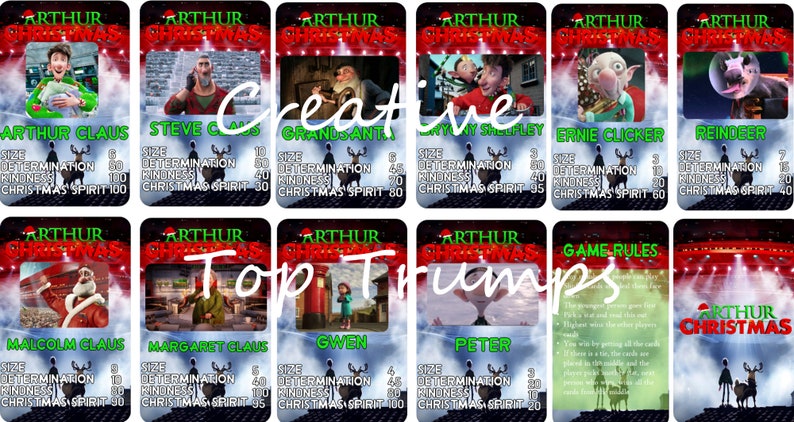 Top Trumps Arthur Christmas unofficial homemade *Digital Download only*