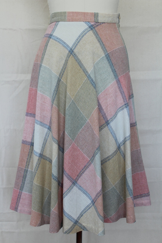 Vintage Flared Plaid Skirt - image 2