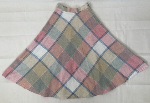 Vintage Flared Plaid Skirt - image 1