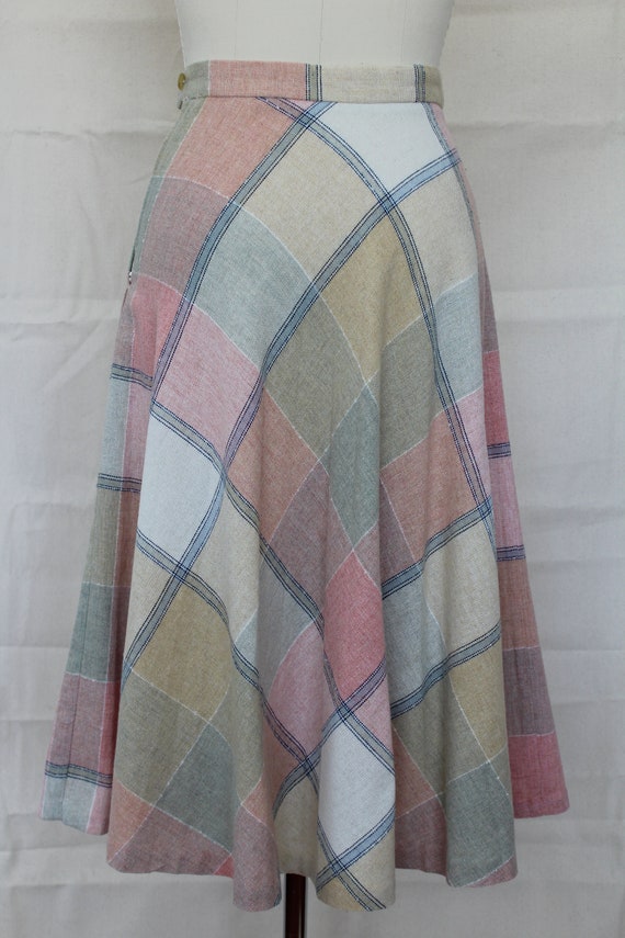 Vintage Flared Plaid Skirt - image 4