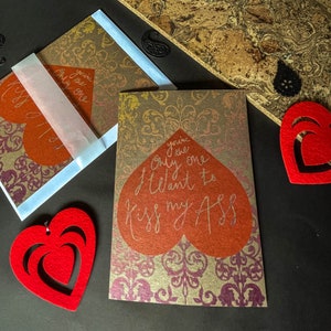 Kiss my Ass Rude Anniversary Card / Alternative Valentine / Carte offensive / Carte d’anniversaire / Carte de papier recyclé / Carte de vœux effrontée