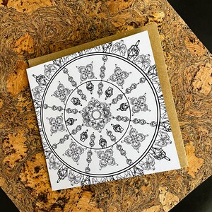 Middle Finger Mandala Square Greeting Card/ Rude Art Work/Pattern Illustration/Offensive Card/Mandala/British Swearing