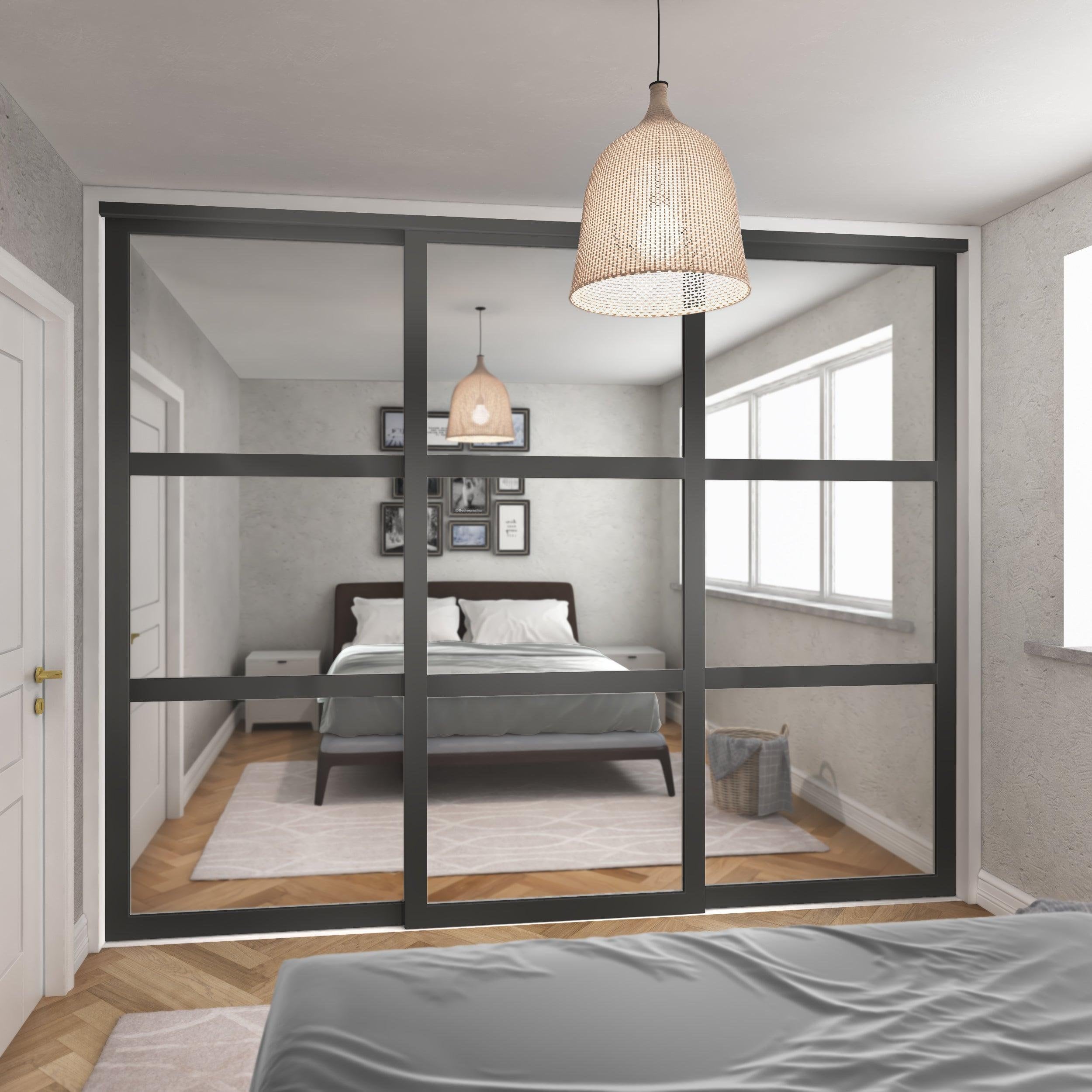 Graphite Shaker Sliding Wardrobe Door Kit 3 Door Mirror Made to Measure Etsy