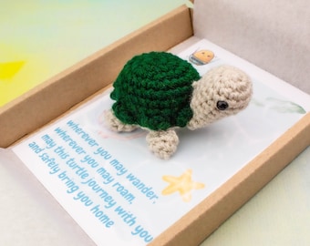 Crochet Amigurumi Turtle Keychain, Travel Gift, Safe Travels