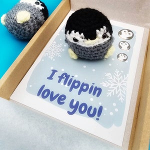 Te amo llavero de regalo pingüino, amante de los pingüinos, llaveros de cumpleaños, pingüino de bolsillo, abrazo de bolsillo, regalo de amigo, regalos de buzón, abrazo de carta