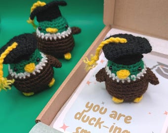 Graduation Gifts, Duck Amigurumi, Crochet Mallard Duck Plushie, Class of 2026 Toy, Personalized Gift