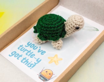 Crochet Amigurumi Turtle, Pocket Cheer Up Gift