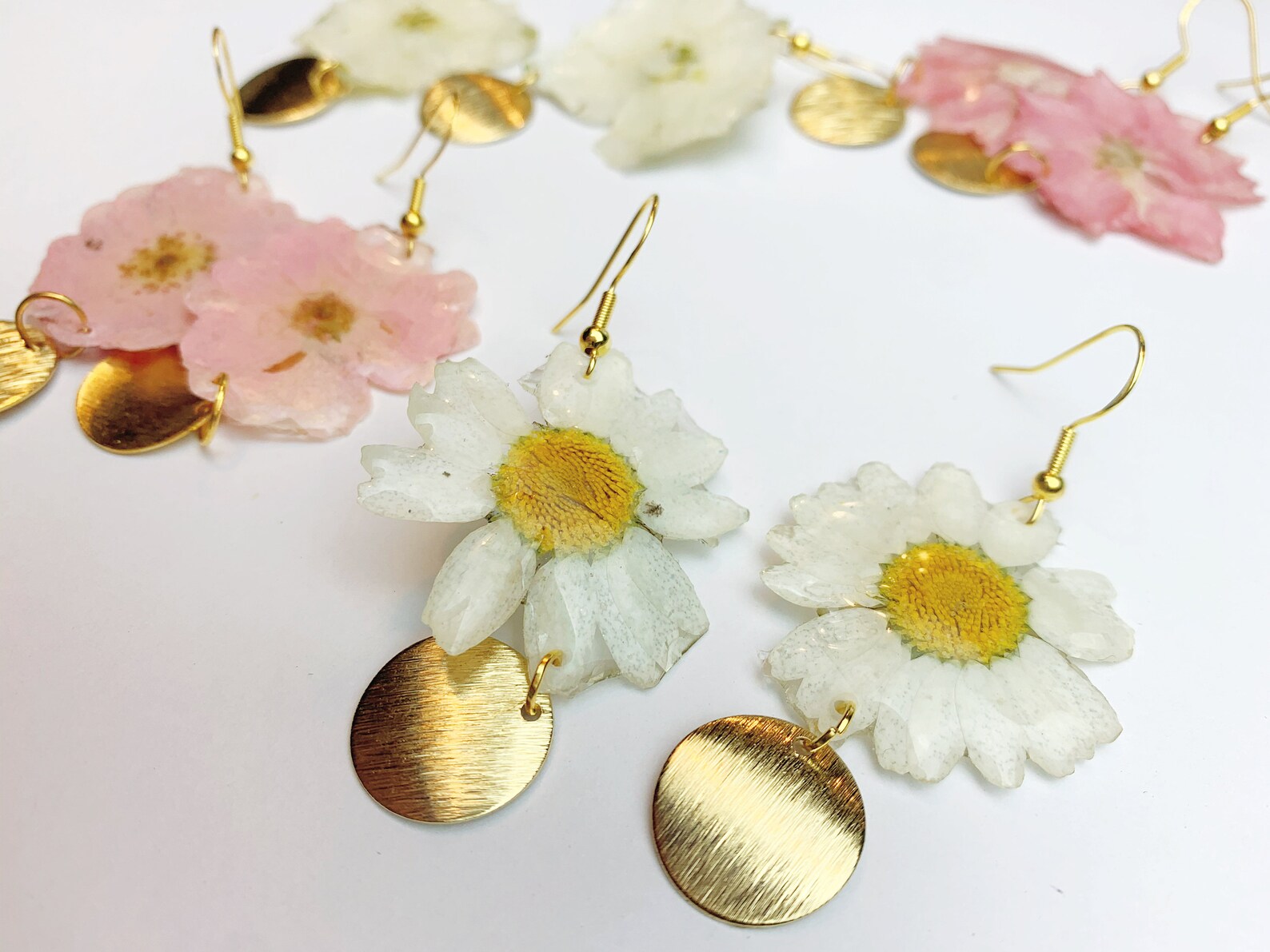 Pressed Flower Dangle Earrings Resin Pressed Flower Earrings Etsy UK