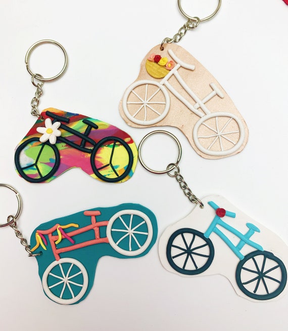 Bicycle Keychains Handmade Polymer Clay Bike Keychains Etsy
