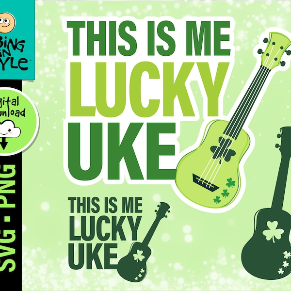 Lucky Uke | St Patricks SVG | Ukulele PNG Printable | Instant Download | St Patricks Day SVG for Cricut