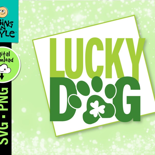 Lucky Dog / Shamrock Paw Print / SVG & PNG Printable / Instant Download / St Patricks Day Paw Print Clover SVG per Cricut