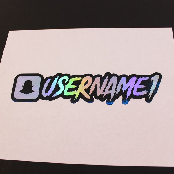 Premium Silver Holographic Custom Personalized Snapchat Name Vinyl Decal - Waterproof Snap Name Decal - Holographic Snapchat Decal