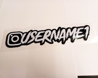 White Instagram Name Decal w/ Background - Custom Waterproof Vinyl