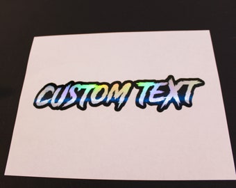 Premium Silver Holographic Custom Personalized Text Vinyl Decal - Waterproof Vinyl Text Decal - Holographic Text Decal