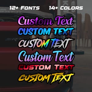 Custom Text Vinyl Decal w/ Background - Holographic Personalized Text Sticker - Waterproof Car Window Decals