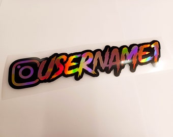 Rose Holographic Instagram Name Decal w/ Background - Custom Waterproof Vinyl