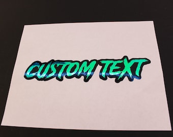 Ocean Holographic Custom Text Vinyl Decal w/ Background