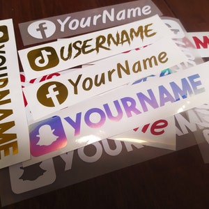 Custom Personalized Social Media Vinyl Sticker, Facebook Snapchat TikTok Instagram
