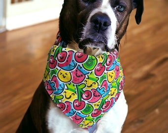 Smiley Fruit Print Over Collar Pet Bandana
