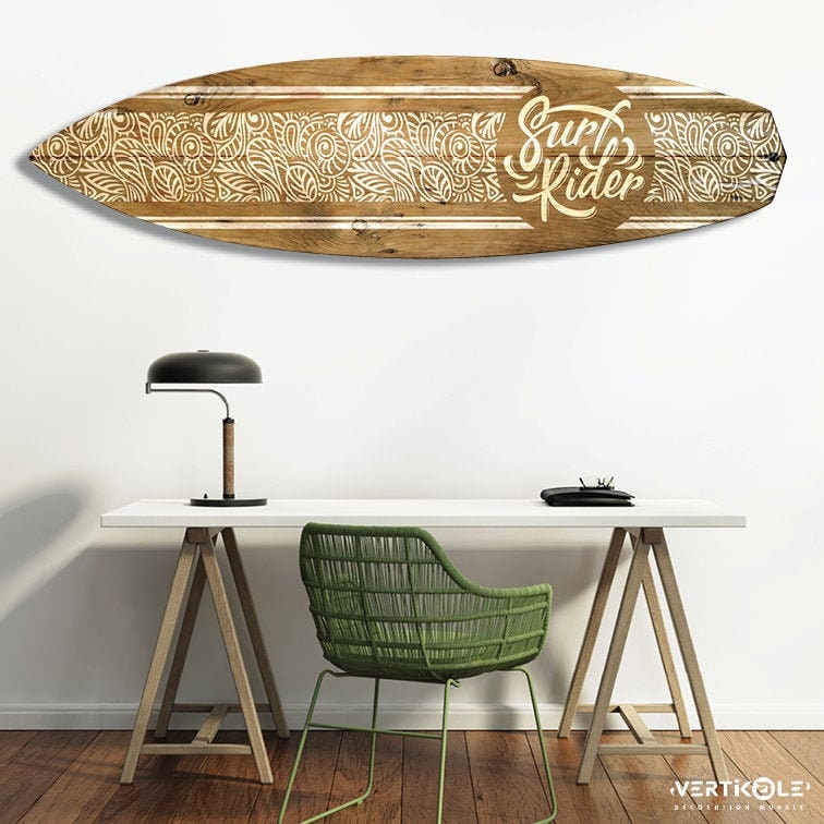 Planche de Surf Décorative Alu Motif Polynésien Blanc Rider/Déco Décoration Surf