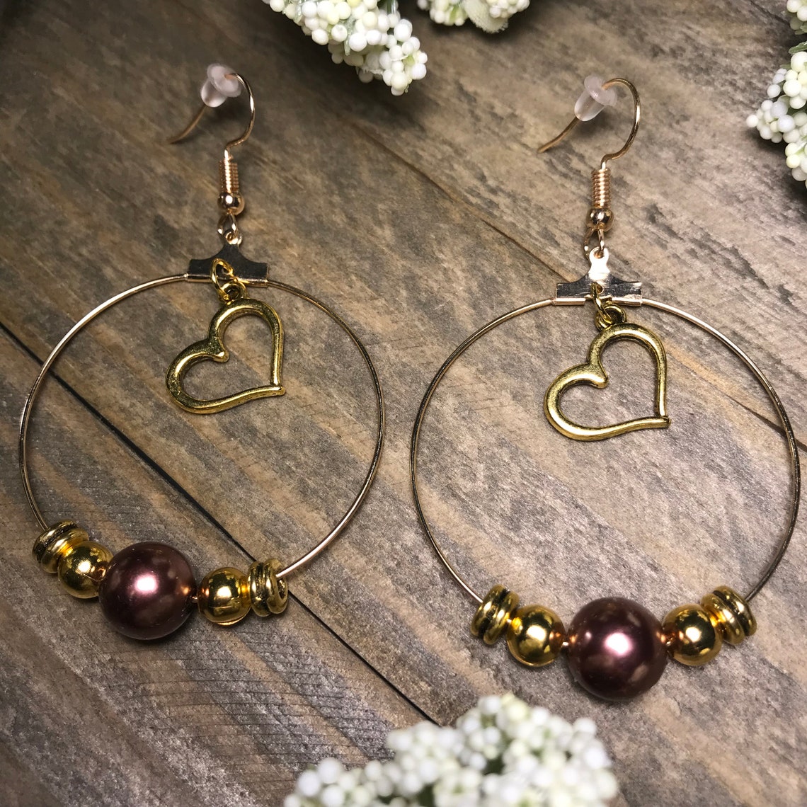 3 Piece Chocolate & Gold Beaded Jewelry Set Etsy