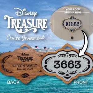 Disney Treasure Cruise Ornament - Personalisierte Stateroom Tür Andenken · Benutzerdefinierte Familienurlaub Erinnerung · Disney Cruise Line Geschenk