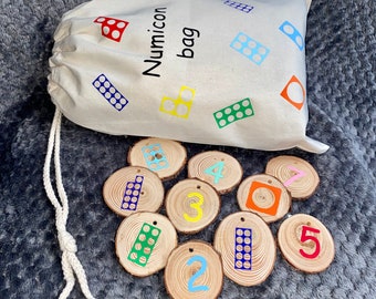 Maths Resource, EYFS, Wooden Numicon Disks, Number Recognition, Home Learning, Natural Classroom