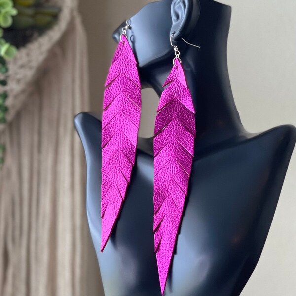 Long Leather Boho Earrings for Women