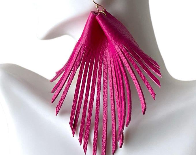 Long Leather Fringe Earrings | Boho Hippie Jewelry | Gift for Her
