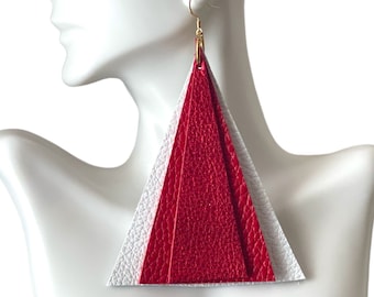 Boucles d'oreilles tendance en cuir rouge : bijoux de sororité Delta Sigma Theta