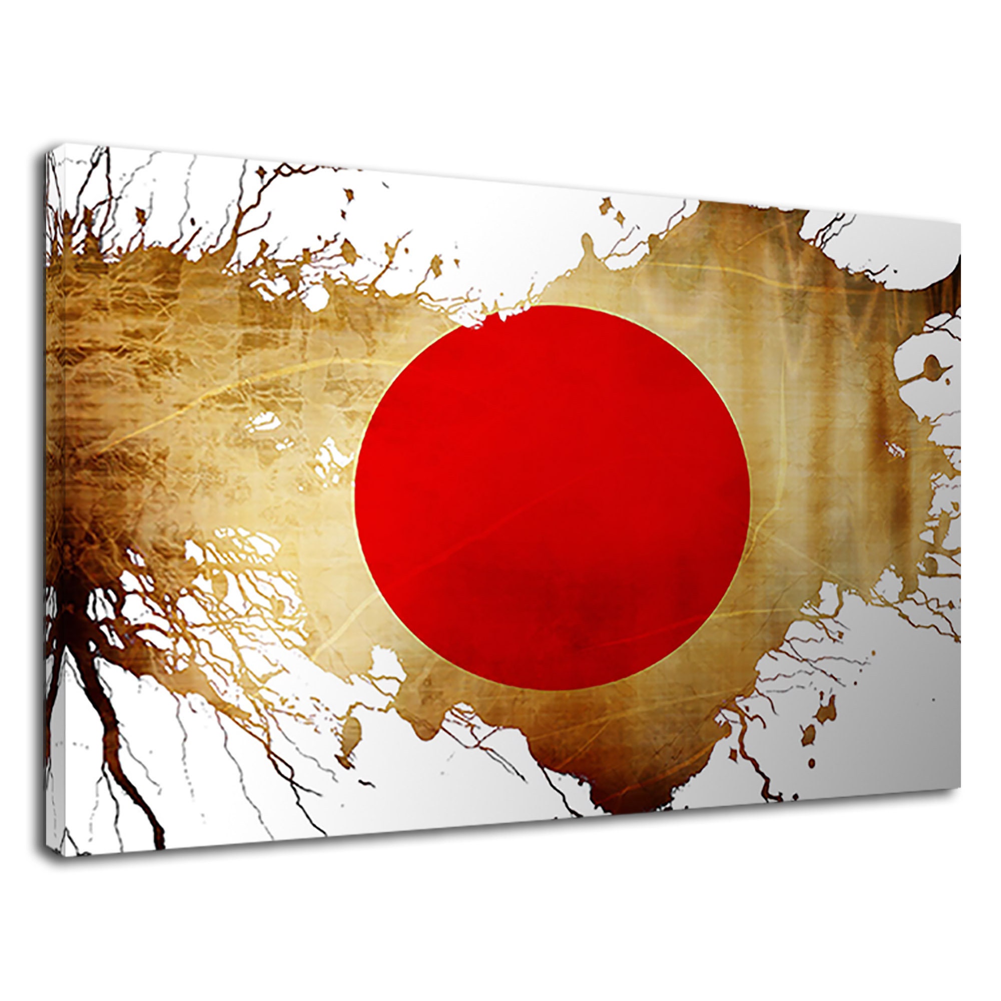 Japanese Flag Red Sun Japan National Art Splatter Canvas Wall Etsy