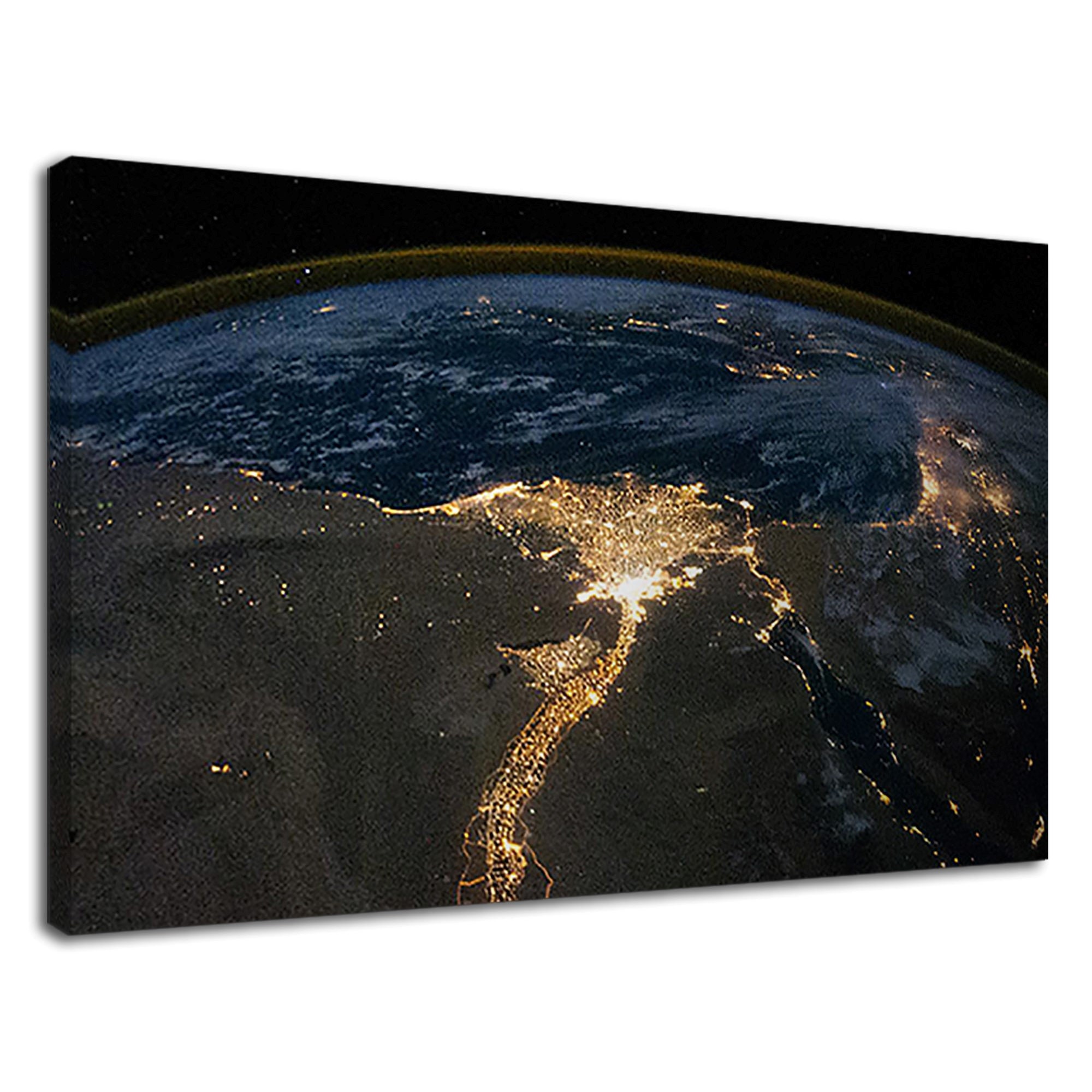 Cairo At Night From Space Egypt City Lights Photo Canvas Print Etsy