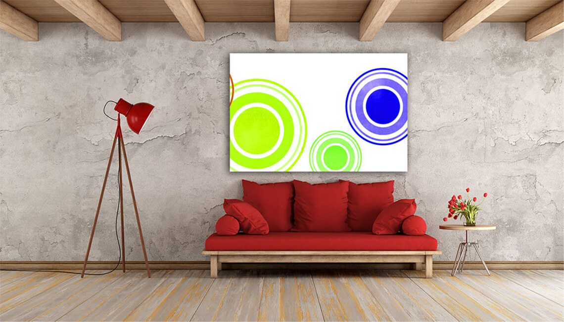 Targeted Target Dots Circles Abstract Blue Green Canvas Print | Etsy
