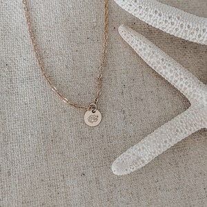 Collar de encanto de nacimiento personalizable flor del mes Collar de 14k relleno de oro Cadena simple