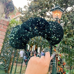 Velvet Green Christmas Time Ears with Sequins
