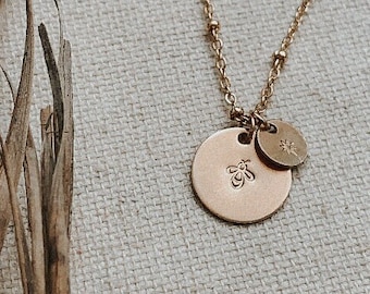 Ma Belle Evangeline, 14k Gold Filled, Charm Necklace Princess and the Frog, two Charms Star and Firefly