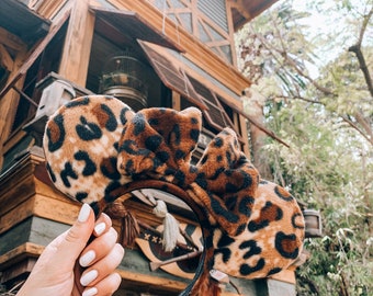 Cheetah Print Mouse Ears con Cheetah Print Bow