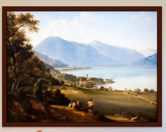 Vintage Painting. Lake  in the Bavarian Alps. Digital Art. Printable Art. Instant Download