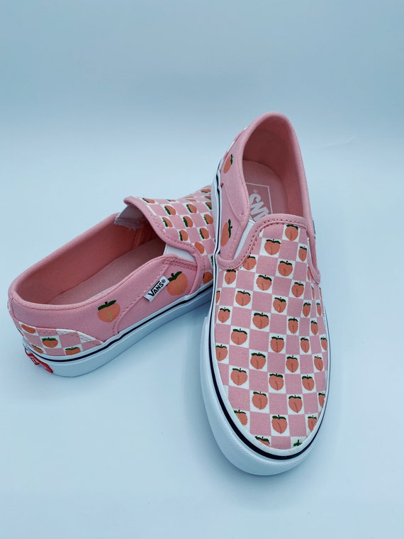 peach checkered vans
