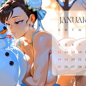 2026 NSFW Sexy Anime Girl Calendar - 12 Month Lewd Digital Calendar – Sexy Waifu Art High-Res 4K PDF Download Chunli Street Fighter Sexy Art