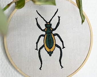 Green Hornet embroidery, beetle