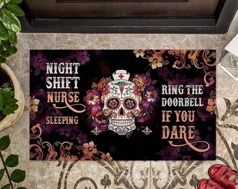 Sugar Skull Funny Doormat 20 x 59 Skulls Diamond Shapes in Eyes Roses Bouquets Colorful Pattern Artistic Print Area Rug Multicolor