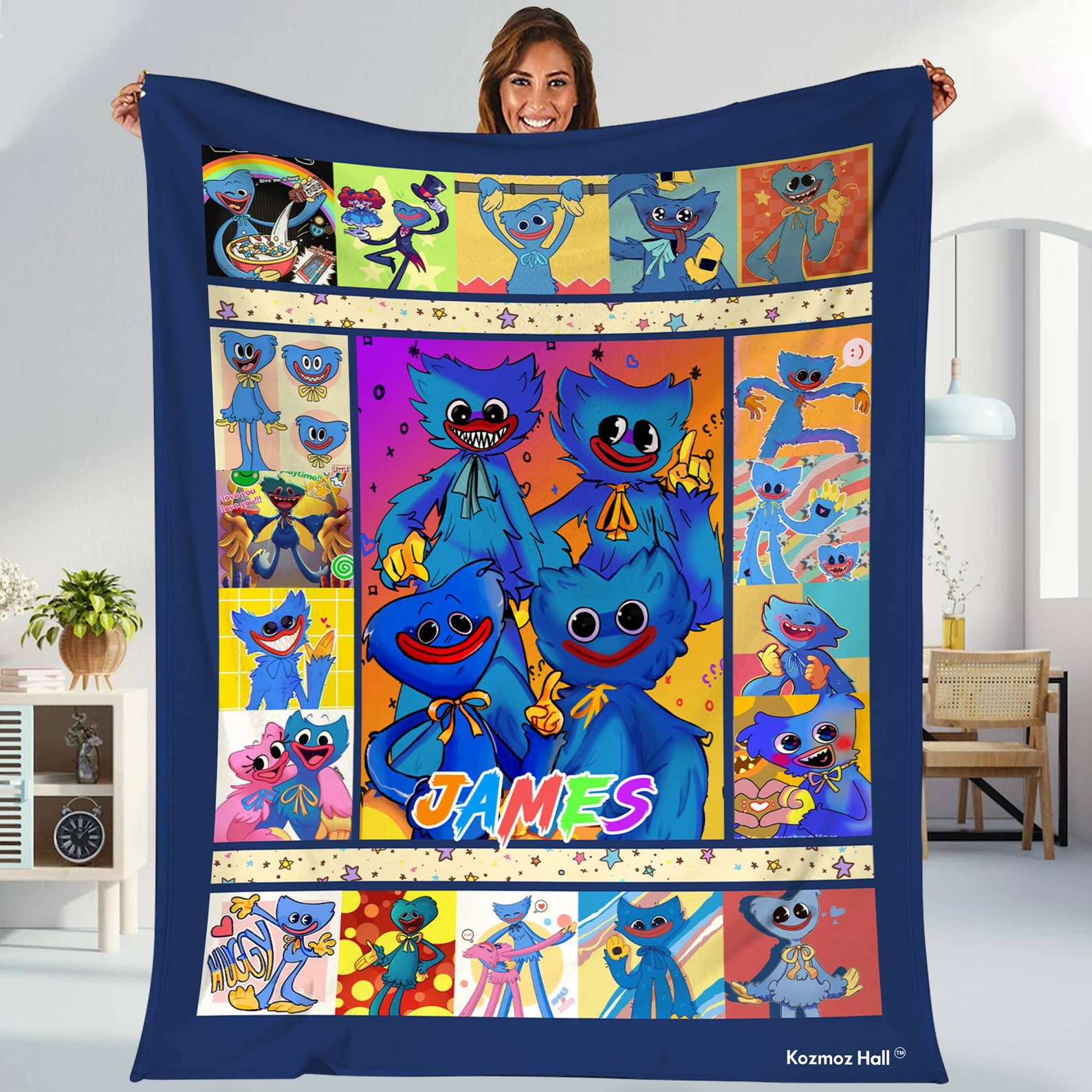 Huggy Wuggy Poppy Playtime Blanket Huggy Wuggy and Kissy Etsy UK