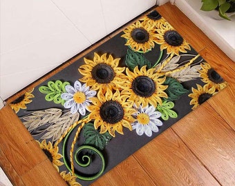 Bedroom Kitchen Dining Home Decor Doormat 70cm Diameter Round Area Rugs Carpet Floral Pattern Sunflower Soft Non-Slip Indoor Floor Mat Bedroom Kitchen Dining Home Decor Doormat 70cm Diameter Round Area Rugs Carpet Floral Pattern Sunflower Soft Non-Slip Indoor Floor Mat