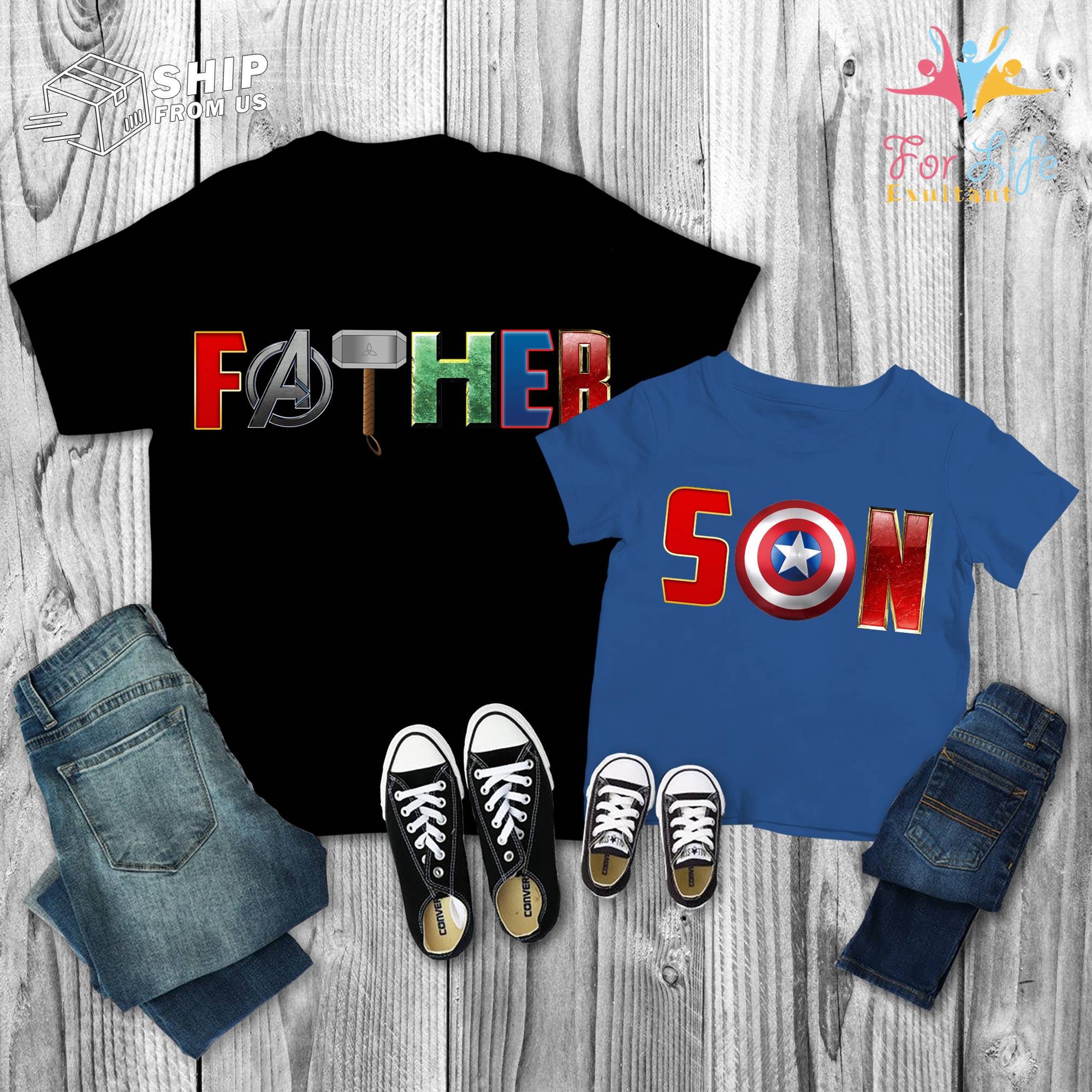 Father son matching marvel shirts Clearance