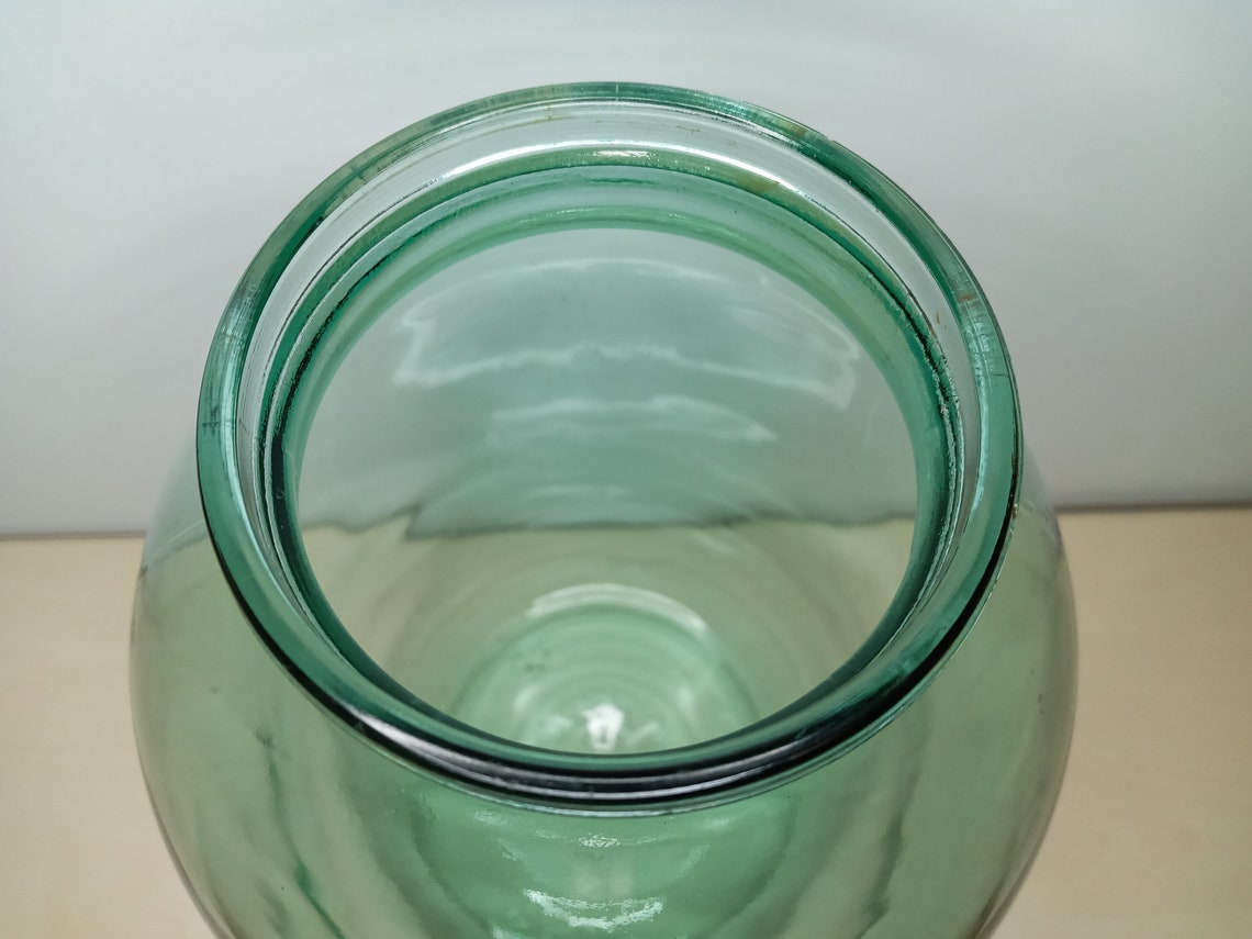 Antique large floor clear glass ukrainian vase. Jar flower Etsy