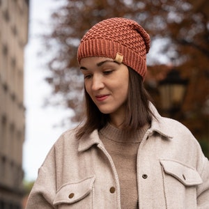 Classic Slouchy Beanie Hat in Canyon Rose