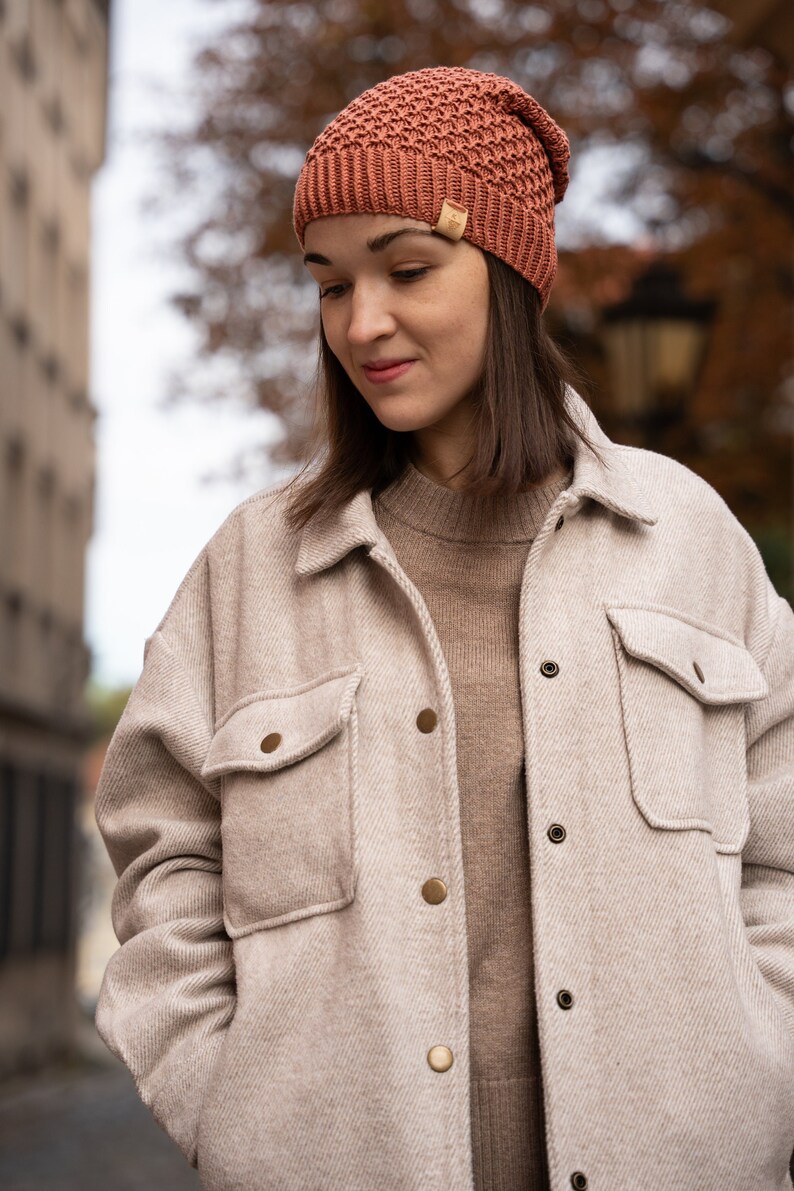 Classic Slouchy Beanie Hat in Canyon Rose