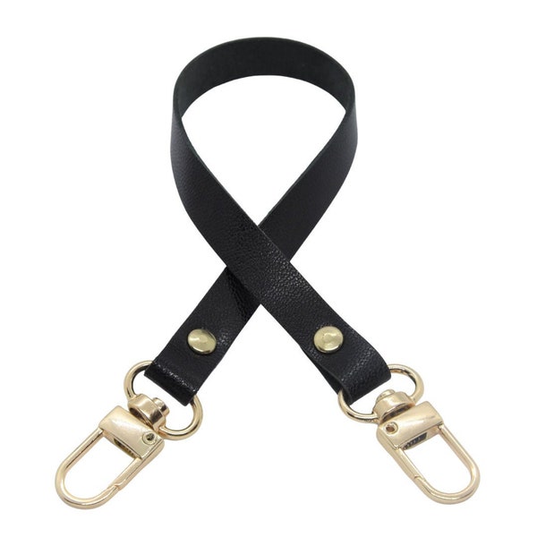 Black Leather Key Leash w/ Gold or Silver Clips